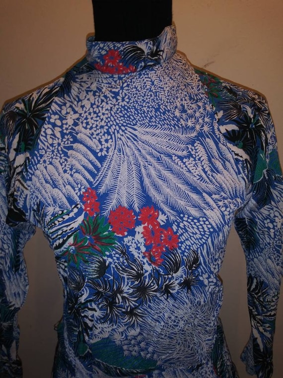 Tropical Flashy* Sexy BareBack Dress* Blue Synthet