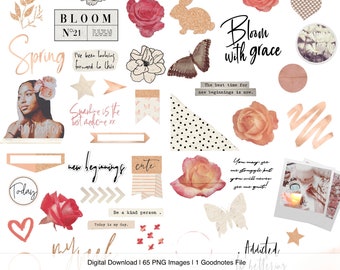 The Bloom Collection by Luxbook, Digital Planner Stickers, Clipart, Goodnotes Stickers, Spring Stickers, Floral