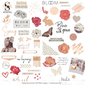 The Bloom Collection by Luxbook, Digital Planner Stickers, Clipart, Goodnotes Stickers, Spring Stickers, Floral