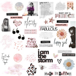 The Fierce Collection, Digital planner Stickers, Digital planner, Goodnotes stickers, Clipart, Glam, Floral, Collage, Trendy, Aesthetic