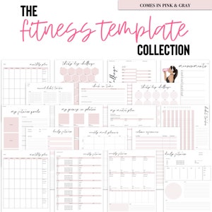 The Fitness Template Collection by LuxBook, Workout Planner Inserts, Work out planner, Fitness Planner, Digital Planner Templates