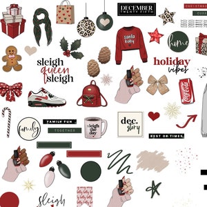 Sleigh Queen Sleigh Collection by Luxbook, digitale plannerstickers, kerststickers, vakantiestickers, Goodnotes-stickers, clipart