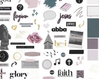 The Forgiven Collection by Luxbook, Digital Stickers, Goodnotes Stickers, Aesthetic Stickers, Faith Stickers, Bible Journaling Stickers