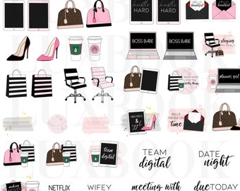 The Boss Babe Collection by LuxBook, digital stickers, planner stickers, goodnotes stickers, printable stickers