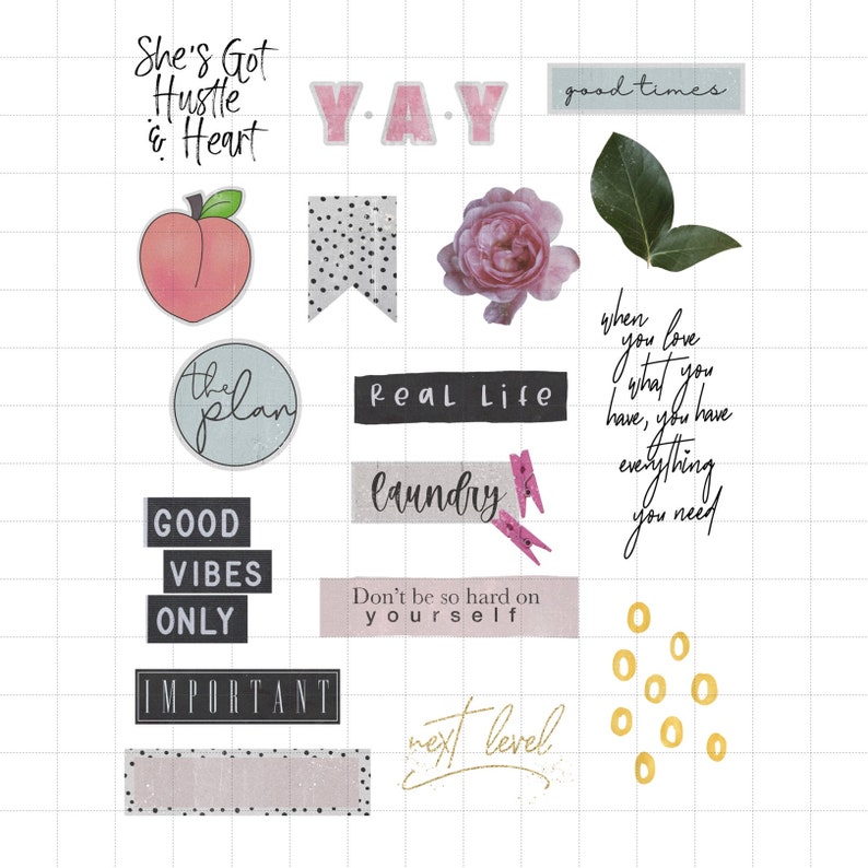 The Be Happy Collection by Luxbook, Digital planner stickers, Goodnotes stickers, Clip art, image 3
