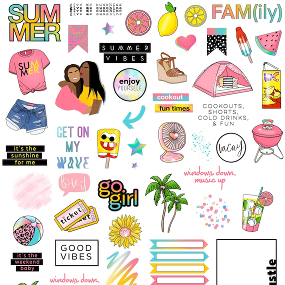 The Beach Please Collection, Digital planner sticker, summer stickers, rainbow stickers, digital planning, goodnotes stickers