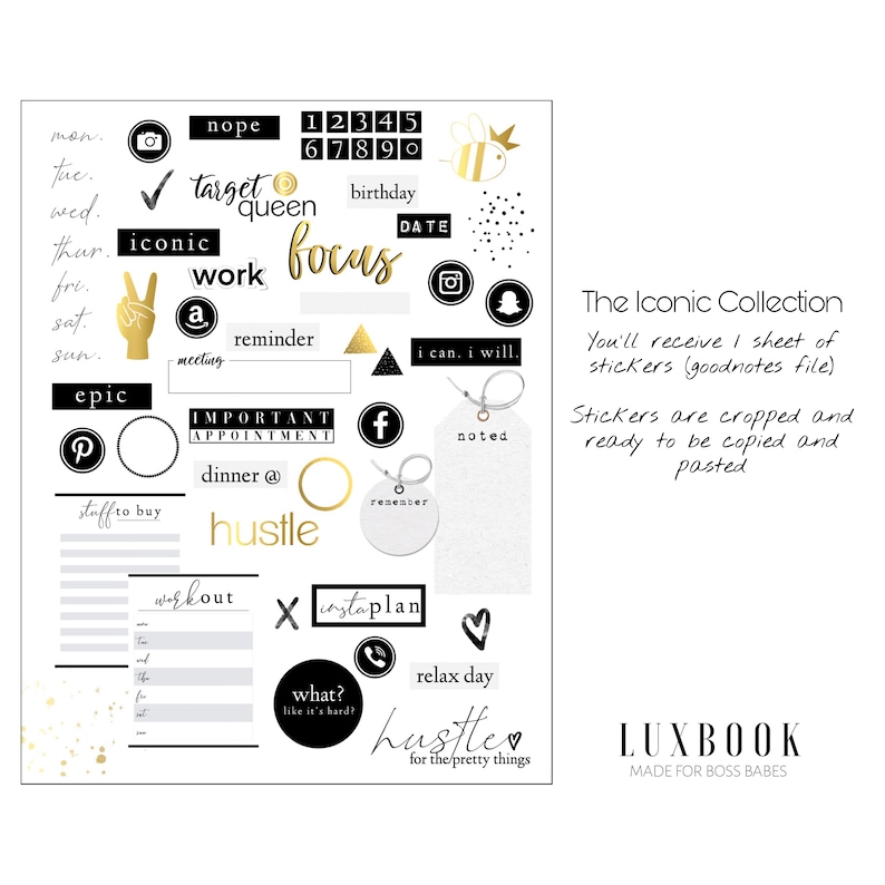 THE Iconic COLLECTION by Luxbook Goodnotes Stickers Digital Etsy Canada