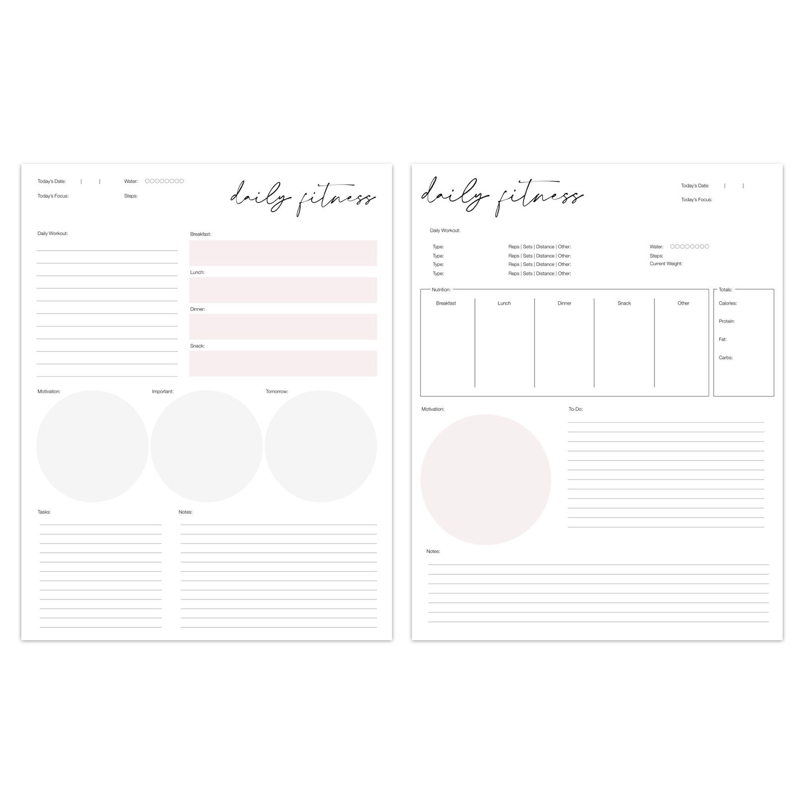 The Fitness Template Collection by Luxbook Workout Planner - Etsy