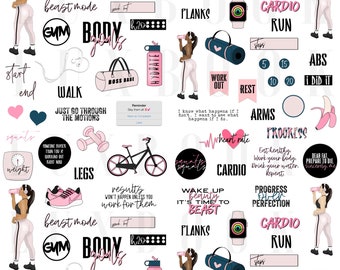 The Beast Mode Collection by LuxBook, Digital planner stickers, Fitness stickers, Work out stickers, Goodnotes stickers