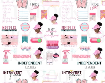 The Introvert Collection by LuxBook, Digital Planner Stickers, Goodnotes stickers, clip art