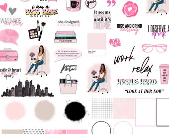 The Rise and Grind Collection by LuxBook, Digital Planner Stickers, PNG clipart, Goodnotes stickers