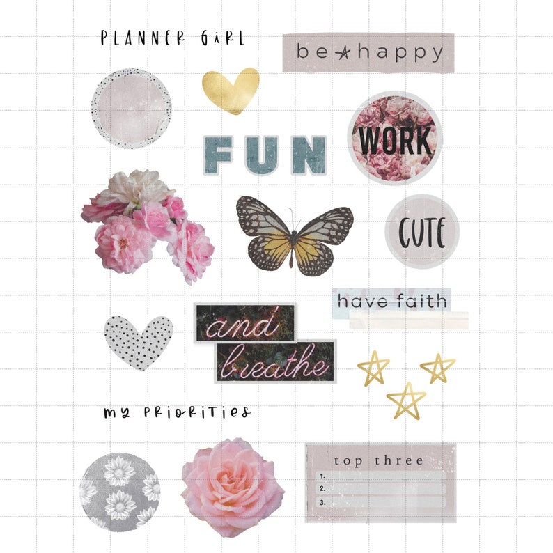 The Be Happy Collection by Luxbook, Digital planner stickers, Goodnotes stickers, Clip art, image 4