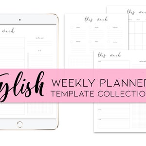 Weekly digital planner templates/inserts by LuxBook, goodnotes templates, undated weekly planner inserts, digital planner templates