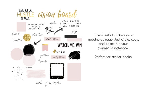 The Vision Board Collection by Luxbook, Goodnotes Stickers, Pink