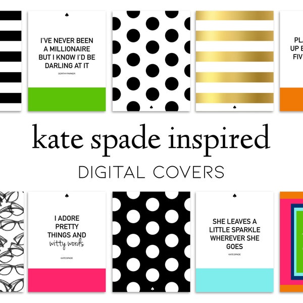 Kate Spade Inspired Digital Covers by LuxBook, digital planner, digital notebook covers, Goodnotes cover