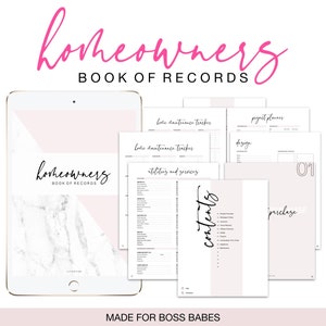 The Homeowners Book of Records PINK | Digital Planner | Home Maintenance | Household Planner