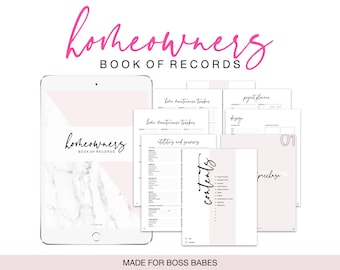 The Homeowners Book of Records PINK | Digital Planner | Home Maintenance | Household Planner