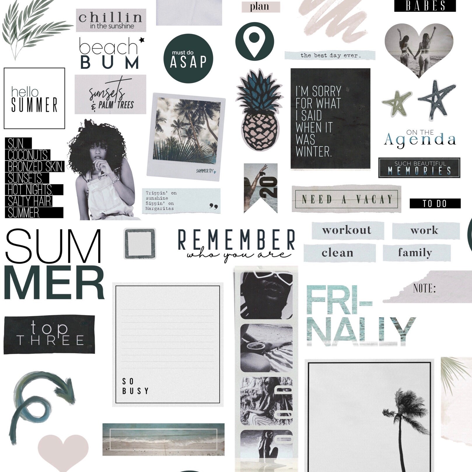 The Hello Summer Collection by Luxbook, Digital planner stickers, Goo…