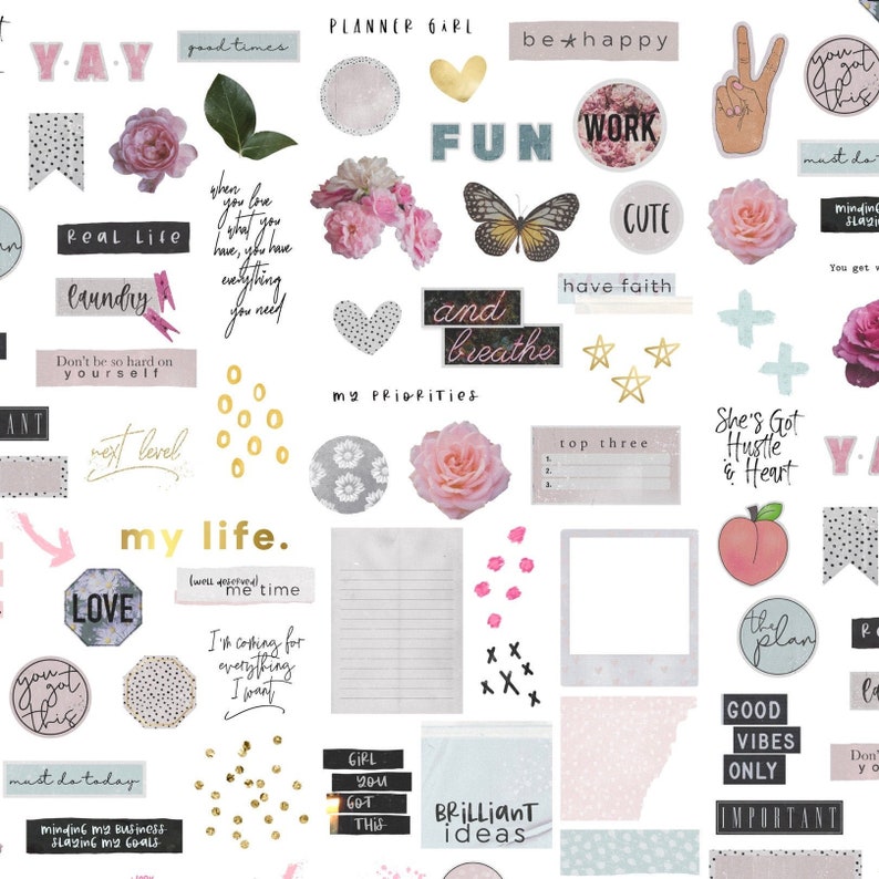 The Be Happy Collection by Luxbook, Digital planner stickers, Goodnotes stickers, Clip art, image 1