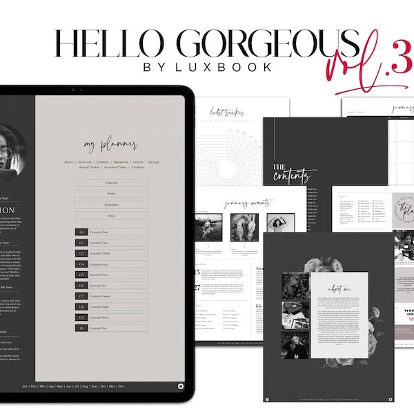 Hello Gorgeous Vol. 3 Digital Planner, Luxbook planner, aesthetic planner, minimalist planner, goodnotes planner, girly planner, undated