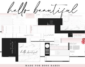 The Hello Beautiful Planner by LuxBook, Black, Digital planner, Goodnotes planner