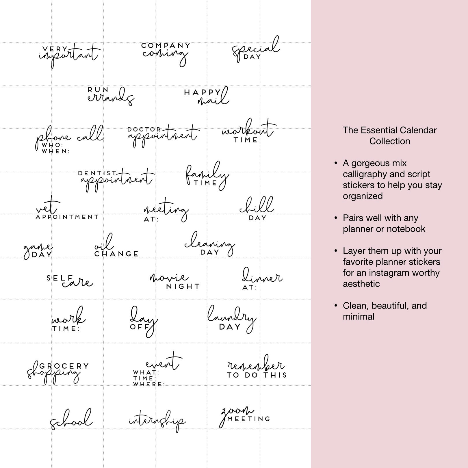 The Calendar Essentials Collection by Luxbook, DIGITAL Planner Stickers ...