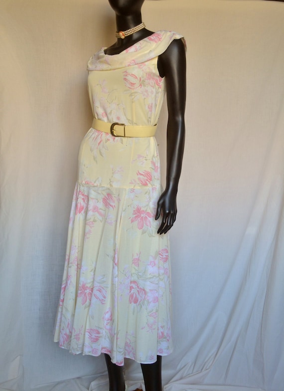 Vintage Laura Ashley Floral Print Dress Yellow Color … Gem
