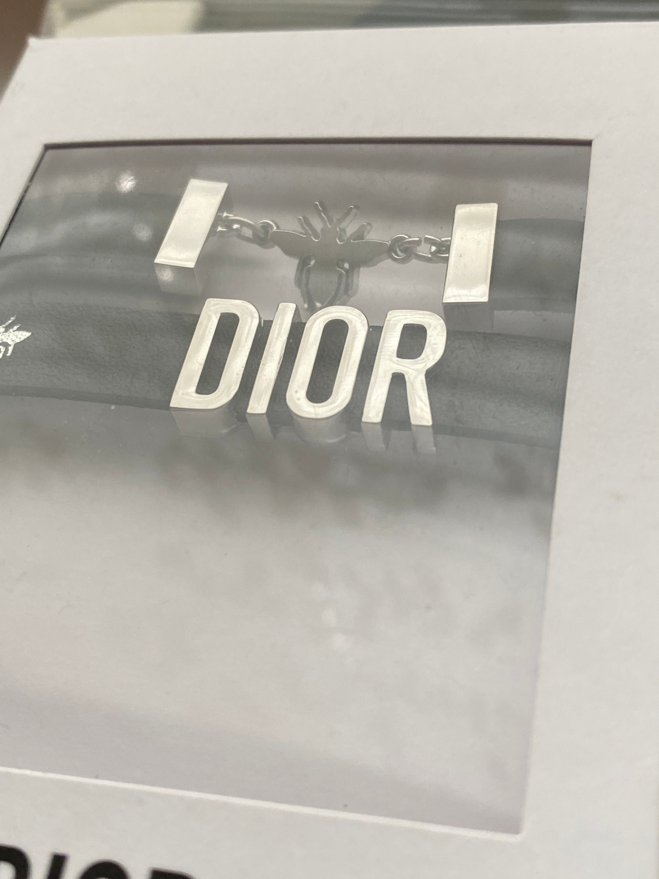 New Rare Christian Dior Bee Leather Logo Bracelet Black Vtg New Rare Christian Dior Bee Leather Logo Bracelet Black Vtg