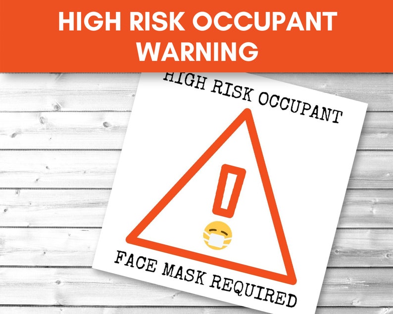 High Risk Occupant Face Mask Required Sign, Download Instantly ...