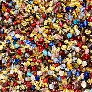 Multi-Color Glass Bicone Beads (200+, 4-5 mm)