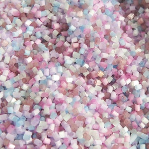 Multi color seed bead, Czech Atlas solgel seed bead, Translucent satin beads, Hexagonal cut seed beads, Pastel beads