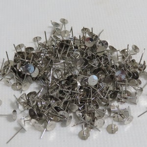 100(50 pairs) Stainless steel earring post 12 x 6 mm, Flat pad post earring