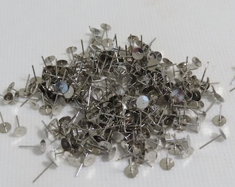 100(50 pairs) Stainless steel earring post 12 x 6 mm, Flat pad post earring