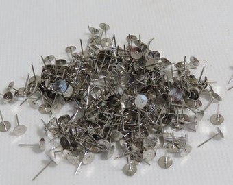 100 tiges de boucles d'oreilles en acier inoxydable : coussin plat, 12 x 6 mm (50 paires)