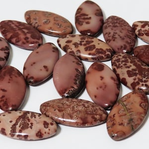 6 Crazy Horse Stone Flat Oval Beads 30 x 15 mm