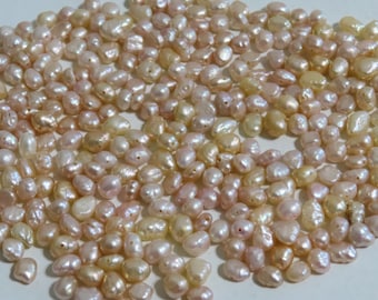 5 - 6 mm Natural Freshwater Pearl Beads, Genuine Freshwater Pearls, 85 (14.5" - 15") Pink Ivory  center drilled pearls.