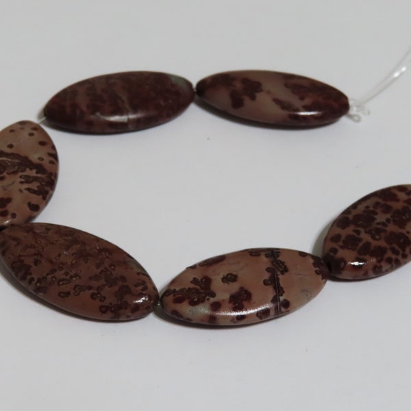 6 Crazy Horse Stone Flat Oval Beads 30 x 15 mm