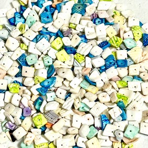 150 Multi color drilled seashell chips 6 - 14 mm