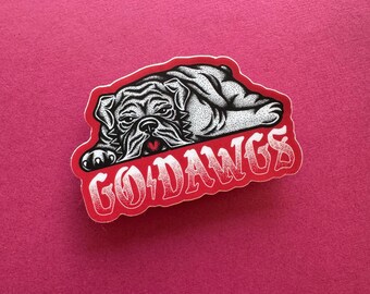 Retro Bulldog Sticker, Dog lover sticker, Bulldog Tattoo Art
