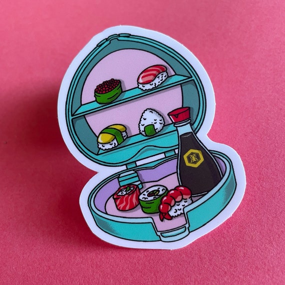 90s sticker, sushi sticker, foodie stickers, sushi gifts, water bottle stickers, laptop stickers