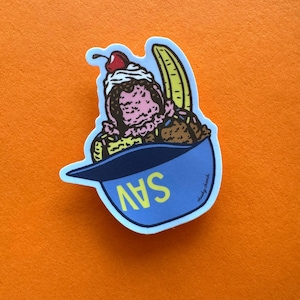 Savannah Ice Cream Sundae Sticker, Savannah GA Sticker, Banana Split Dessert Art, Sweet Treat Sticker