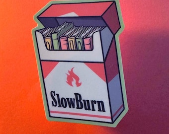 Slow Burn Books Sticker, Book Lover Humor Kindle Sticker, Reading Aesthetic Sticker, Bookish Gifts