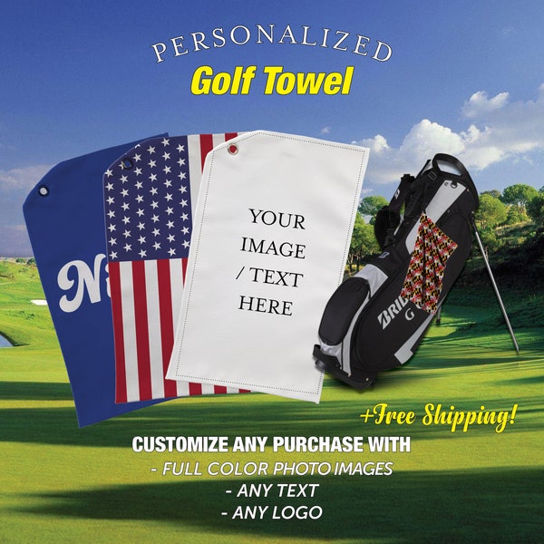 Personalized Golf Towel Perfect for Bachelor Party, Corporate Event, Anniversary, Father's Day Gift or Fund Raiser