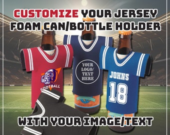 Custom Collapsible Foam Jersey Can Holder or Personalized Beer Bottle Cooler