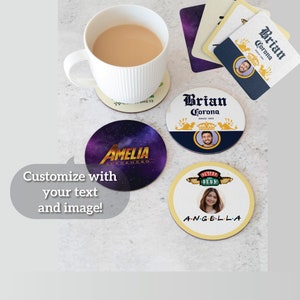 Personalized Heavy Weight Cardboard Coaster 6pk or 12 pk choose from different themes.