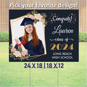 Personalized Graduation Yard Lawn Sign Class of 2024 with Your Photo or Art