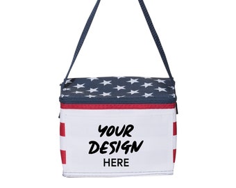 Americana Insulated 6pk Cooler Bag, Personalize with your logo, pic or name. Great for lunch box, party, gift