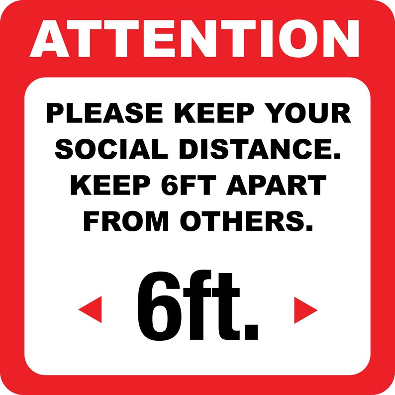6 feet apart Decal 6ft Caution Sticker for Business Etsy