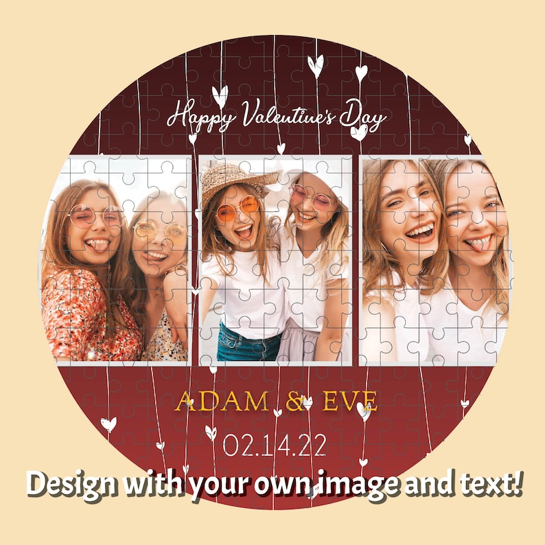 Love Heart or Circle Valentines Day Puzzle Personalized Gift with Your Photo or Art image 6