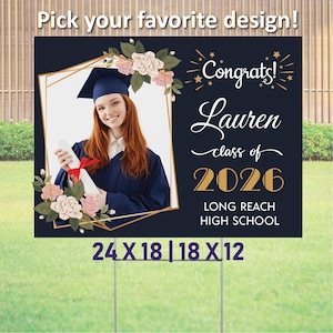 Personalized Graduation Yard Lawn Sign Class of 2026 with Your Photo or Art